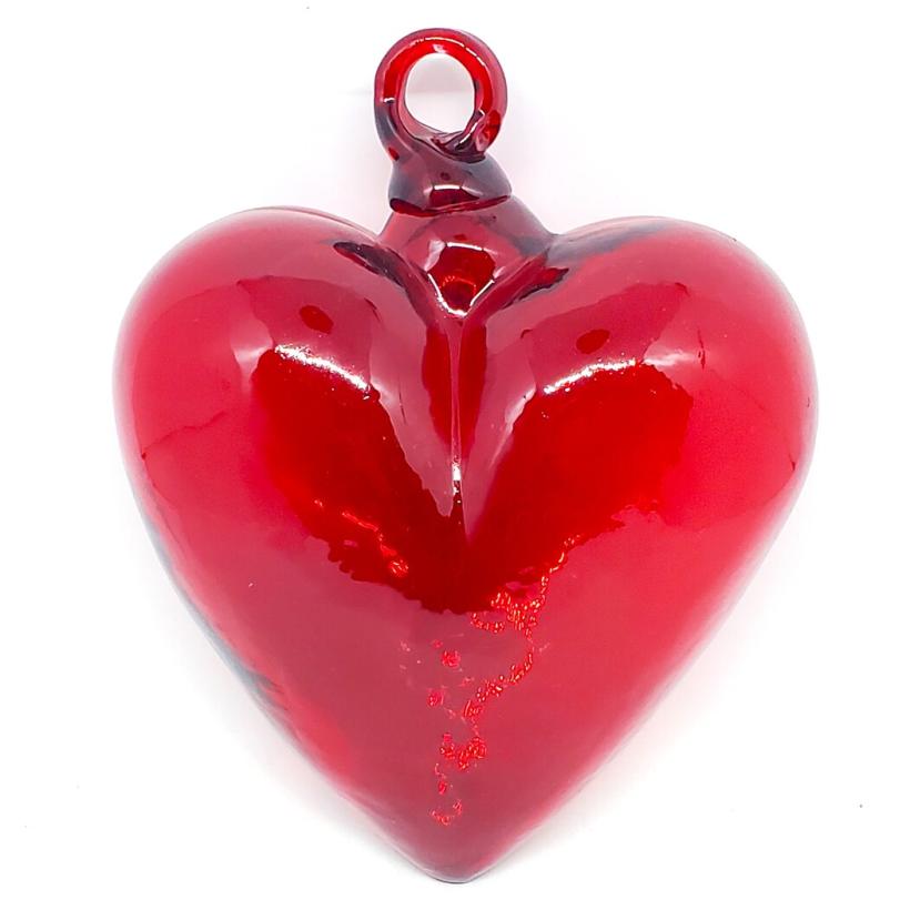 Ofertas / Juego de 6 corazones rojos grandes de vidrio soplado / Éstos hermosos corazones colgantes serán un bonito regalo para su ser querido.